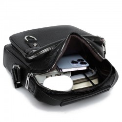 Men's single shoulder bag, new style lychee men's cross-body small bag, business commuting cross-body bag, casual travel handbag