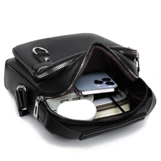 Men's single shoulder bag, new style lychee men's cross-body small bag, business commuting cross-body bag, casual travel handbag