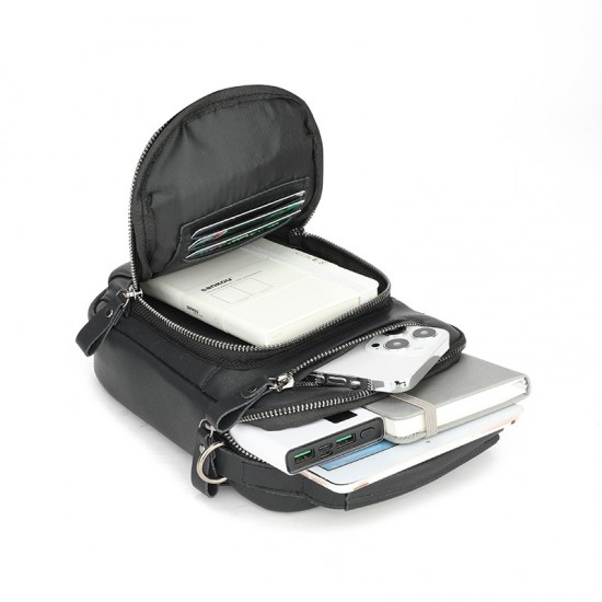 Men's bag, leather film new men's casual backpack, large capacity small square bag, water-resistant single shoulder bag, cross-border trendiness crossbody bag