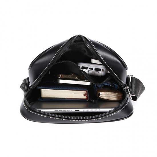 Men's single-shoulder bag, minimalist casual bag for youth, campus, light outdoor, hiking sports, leather multi-pocket flip cover bag for men