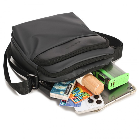 Men's cross-body bag, trendy casual bag with check pattern, multi-layer casual bag for men, men's casual bag with high quality leather, Korean casual single-shoulder bag for men