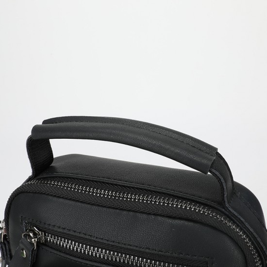 Men's bag, leather film new men's casual backpack, large capacity small square bag, water-resistant single shoulder bag, cross-border trendiness crossbody bag