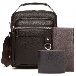 Men's single shoulder bag, new style lychee men's cross-body small bag, business commuting cross-body bag, casual travel handbag