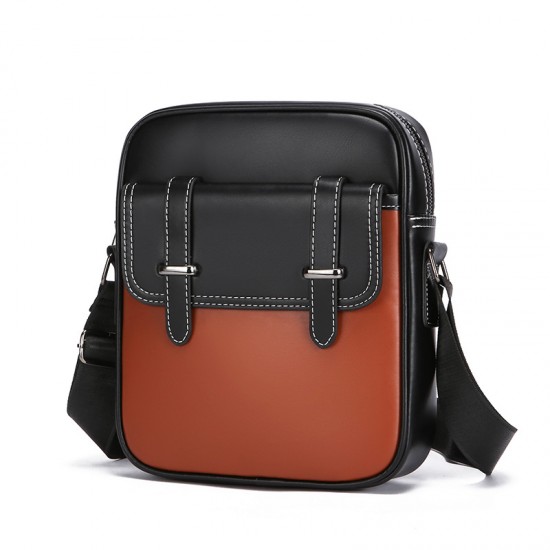 Men's single-shoulder bag, minimalist casual bag for youth, campus, light outdoor, hiking sports, leather multi-pocket flip cover bag for men